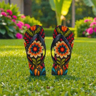 Chinelo de tira feminino moda tropical com palmilha flexível solado macio para caminhar tranquilamente em Oferta na Shopee