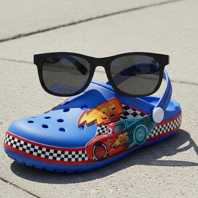 Combo Babuche Chinelo Sándalia infantil Leve e confortavel desenhos + Oculos