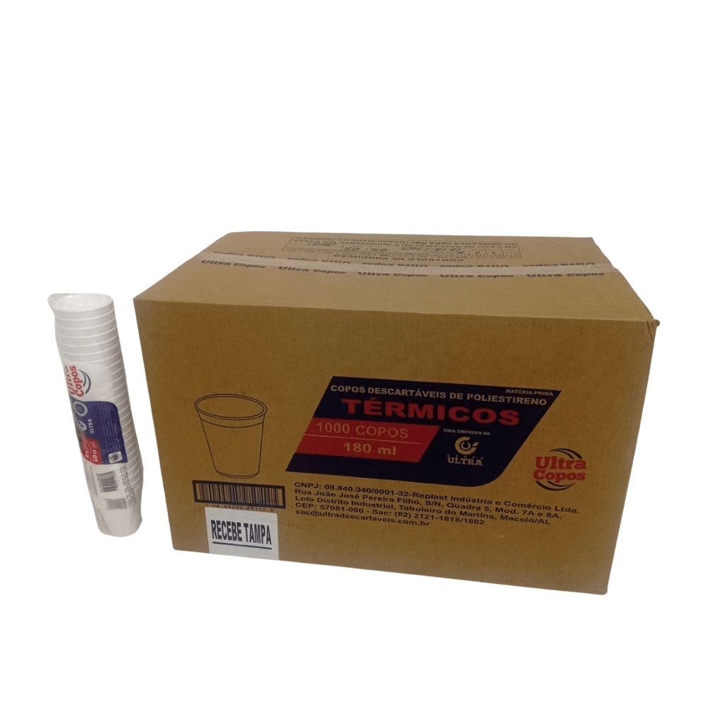 Copo de Isopor Térmico 180ml Linha Replast Ultra com 1.000 unidades em Oferta na Shopee