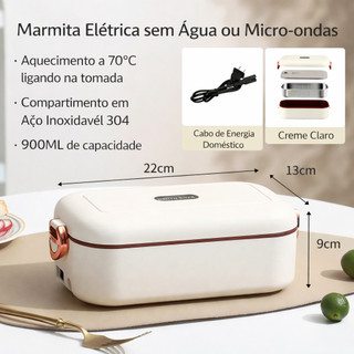 Lancheira Elétrica Inteligente Aço Inoxidável Com Talheres Hashi e Colher - F025