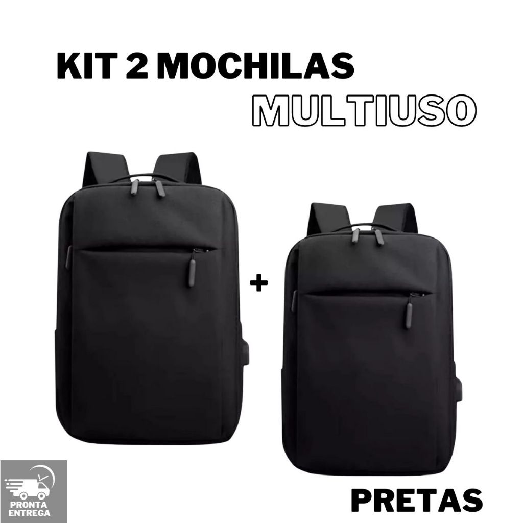 Kit 2 Mochilas Unisex Antifurto Para Notebook  Resistente Fone de ouvido e USB