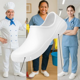 Sapato profissional fechado hospitalar enfermagem cozinheira farmacia babuche leve epi confortável em Oferta na Shopee