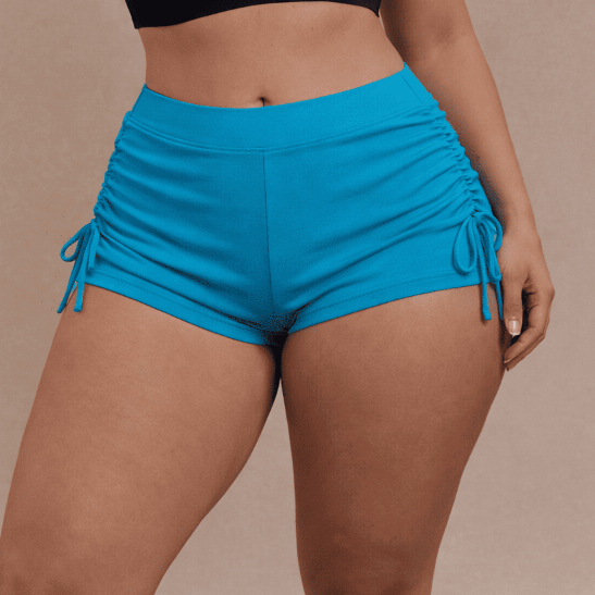 short Sunkini Piscina Short com Ajustes nas Laterais Amarrar Forrado Moda Praia