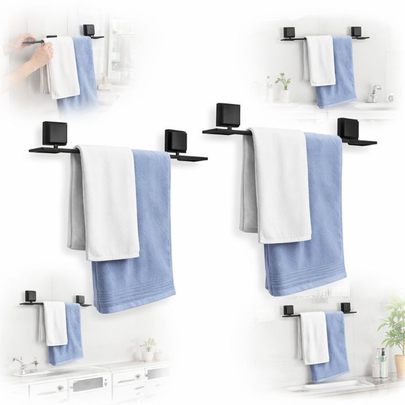 Kit 2 Suporte Porta Toalha De Banho Banheiro 3m Preto em Oferta na Shopee