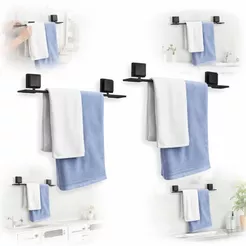 Kit 2 Suporte Porta Toalha De Banho Banheiro 3m Preto