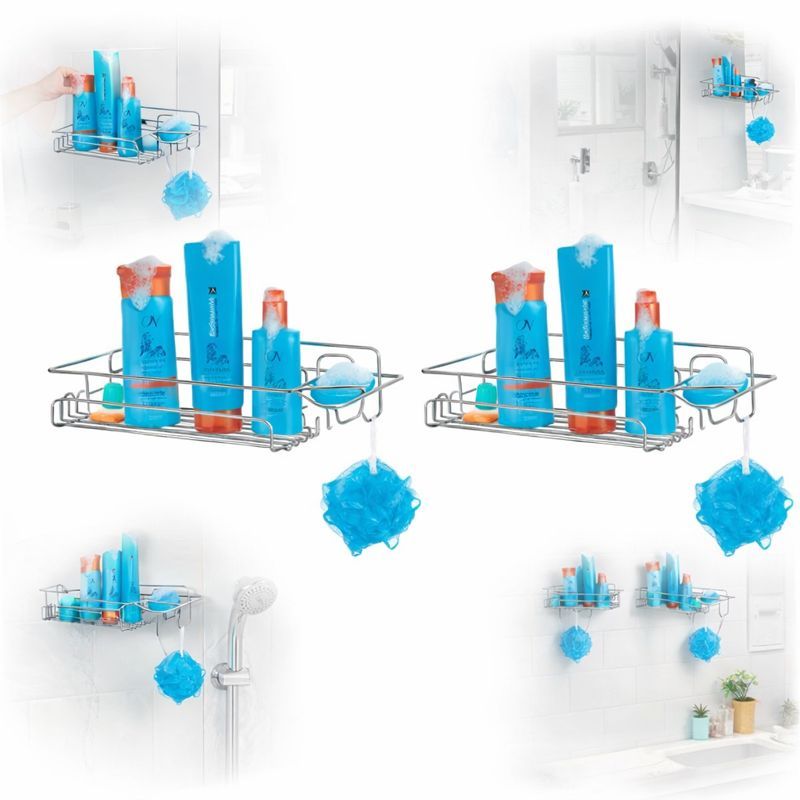 Kit 2 Suporte De Banheiro Porta Shampoo De Parede C/ Ventosa em Oferta na Shopee