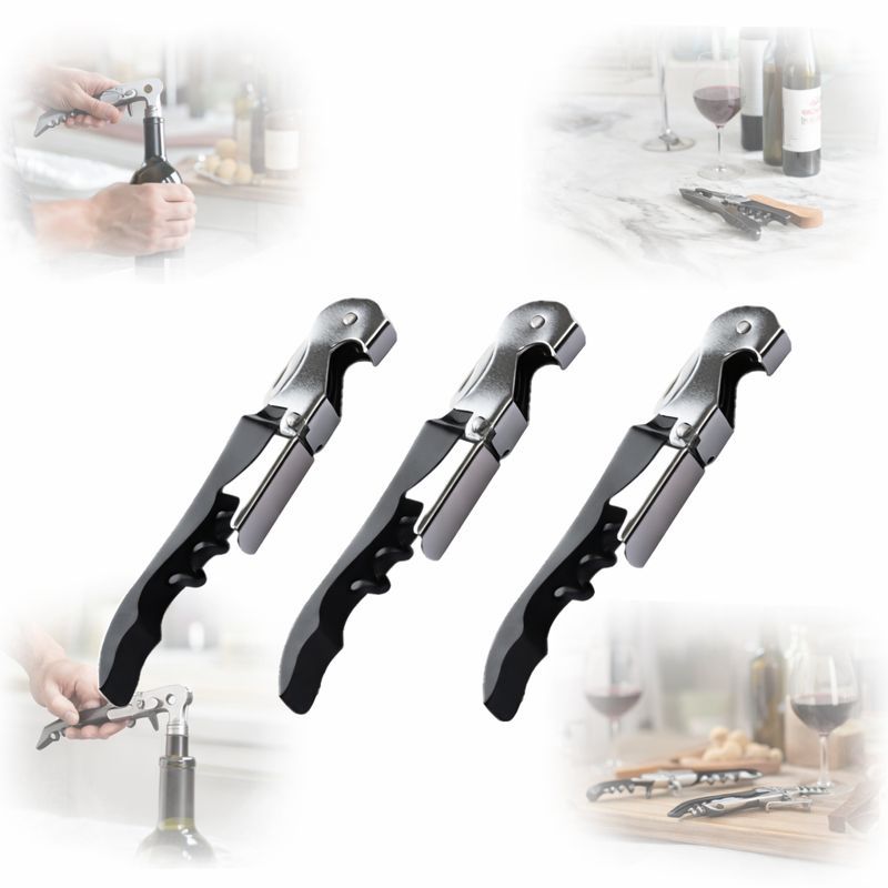 Kit 3 Abridor De Garrafa Vinho Saca Rolhas Aço Inox em Oferta na Shopee