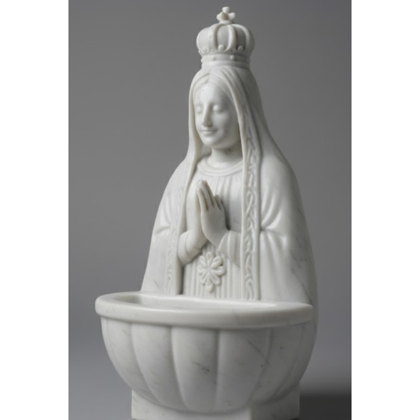 Nossa Senhora Porta Água Benta Decorativa – Pia Recipiente Religioso | Imagem Católica Proteção para o Lar