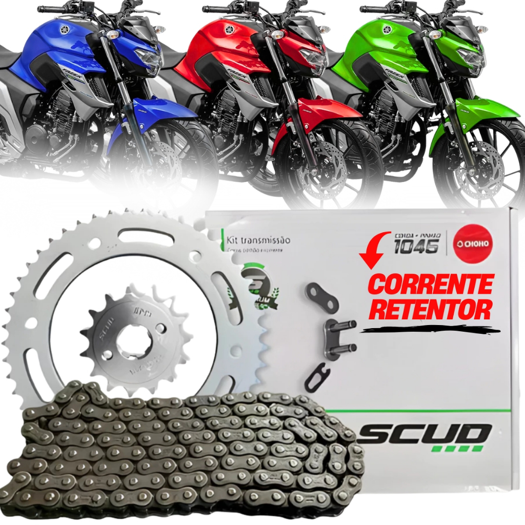 Kit Relação Transmissão Moto Yamaha Fz25 Fazer 250 2018 Scud