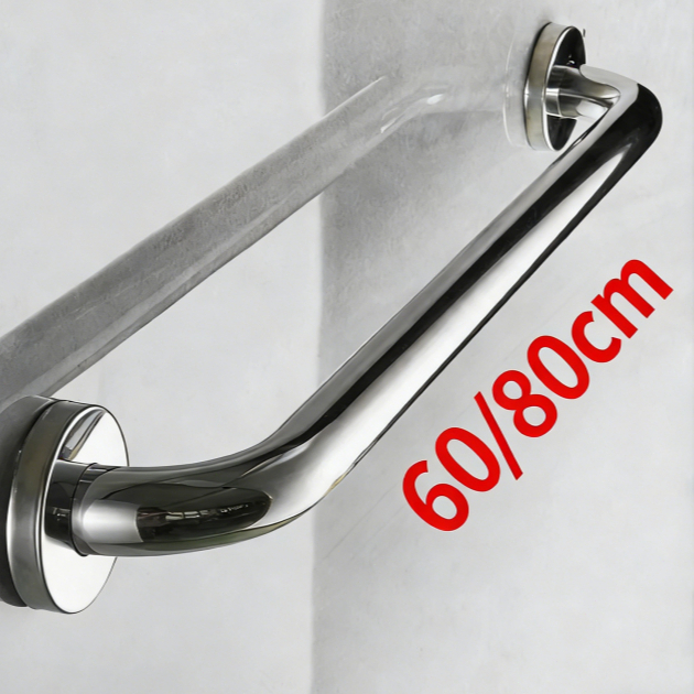 Alça de Apoio Inox Barra 60/80cm Acessibilidade Segurança Idoso Banheiro Box Parede Corrimao Suporte Anti Queda