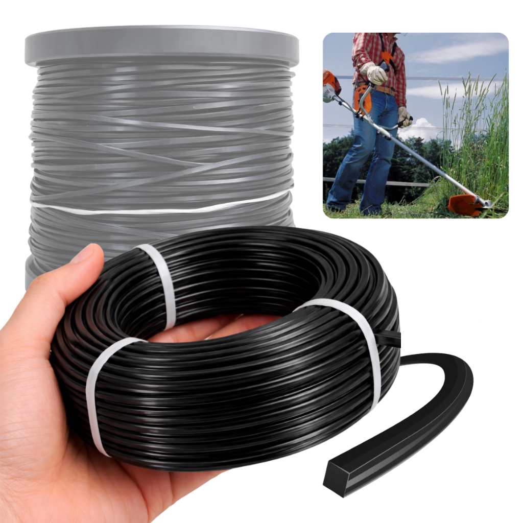 20 Metros Fio Nylon 3.3mm Quadrado Profissional P/ Roçadeira