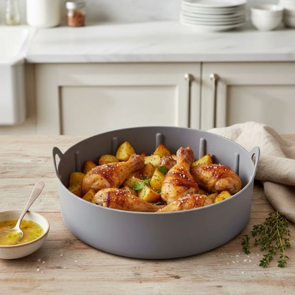 Kit Formas de Silicone para Air Fryer Fritadeira Elétrica Forno Assadeira Microondas Reutilizável
