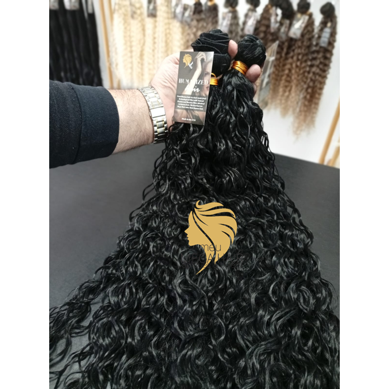 Aplique Cacho Cabelo Cacheado Preto Aplique 70cm 100g Igual Humano Mega Hair