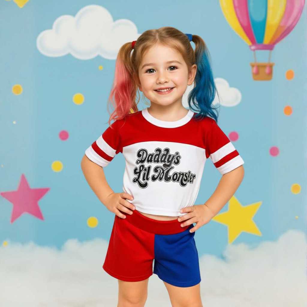 Fantasia Arlequina Conjunto Infantil Harley Quin Esquadrão