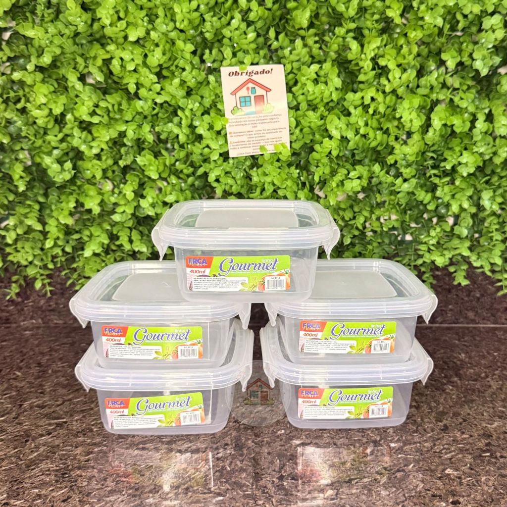 KIT Potes Marmitas Quadrada Fitness 400ml com Trava Grande Livre de BPA em Oferta na Shopee