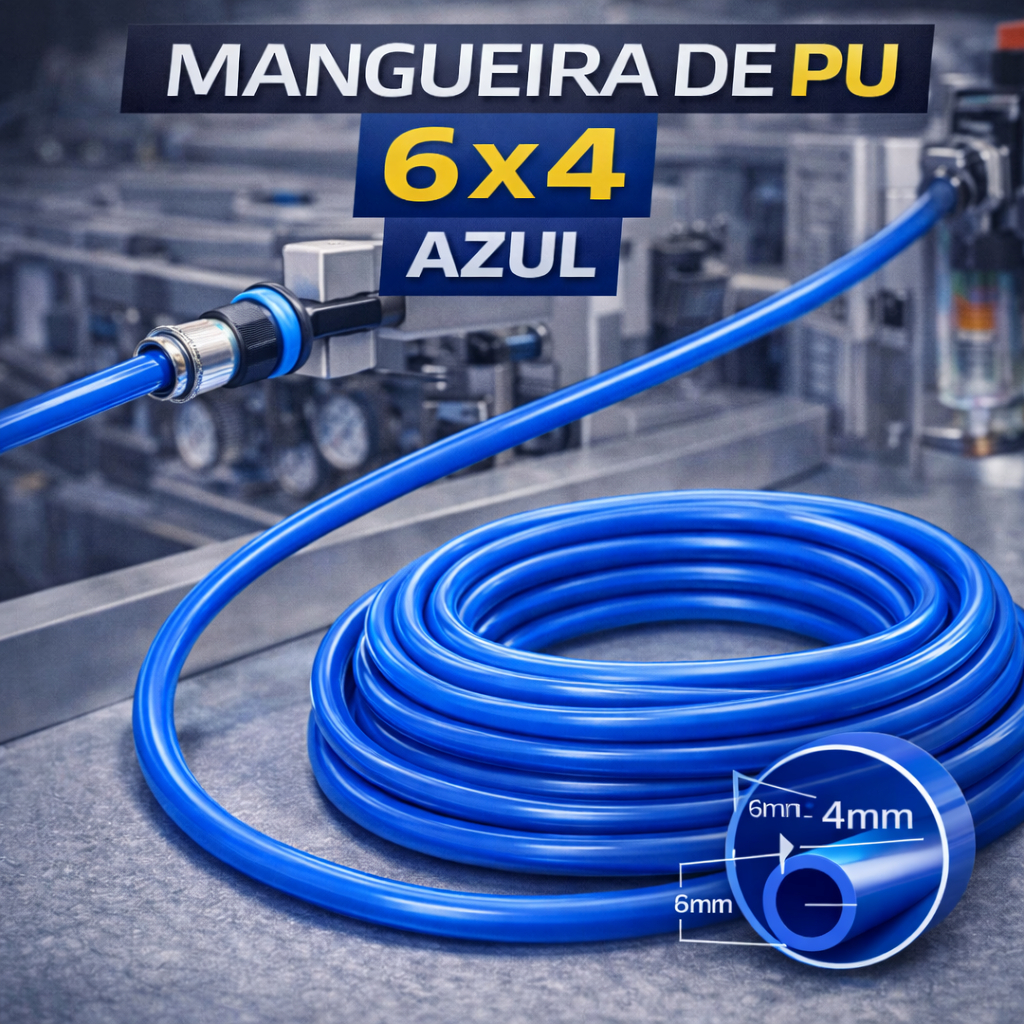 30 Metros Mangueira PU 6mm Azul – Pneumática, Compressor e Automação