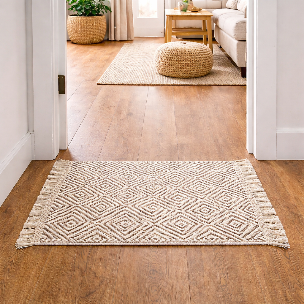 Tapete 50x70 cm de Porta Trabalhado linha luxo 100% Algodão Puro