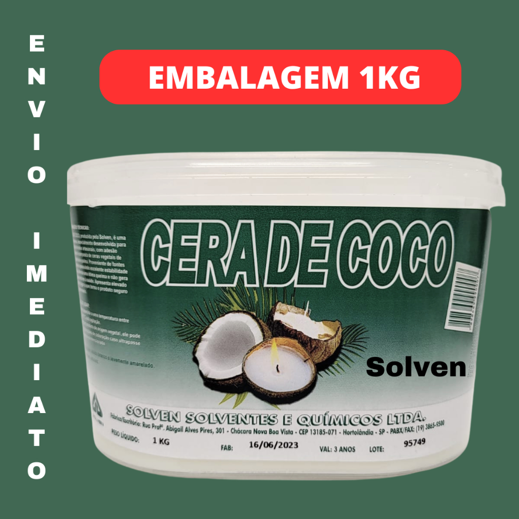 Cera de Coco para Vela 100% Vegetal 1 KG - Solven em Oferta na Shopee