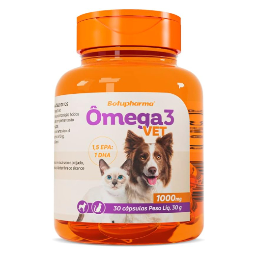 Suplemento Ômega 3 Vet Botupharma 1000mg Cães e Gatos - 60 Cápsulas