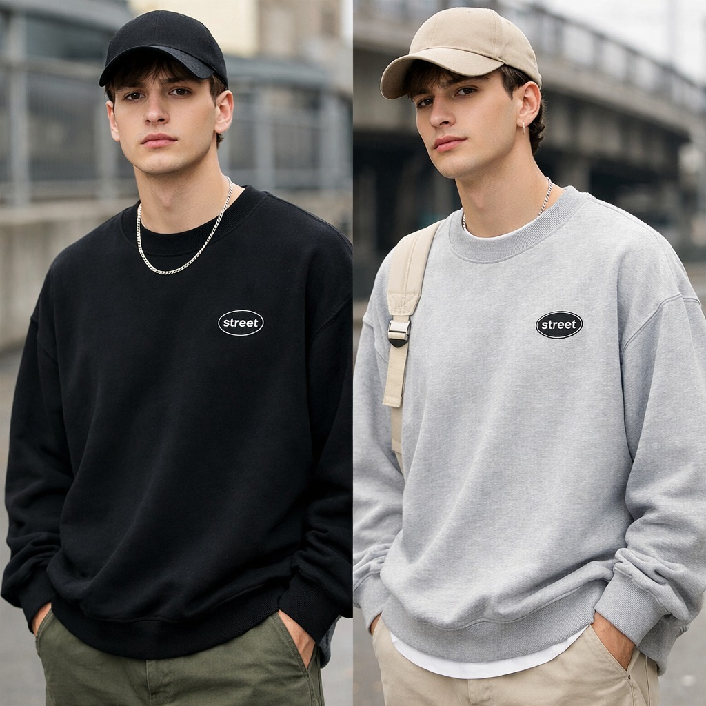 POLAR BEAR Kit 2 Moletons Careca Gola Redonda Blusa de Frio Ideal Para O Inverno Diversas Cores Estampado Street