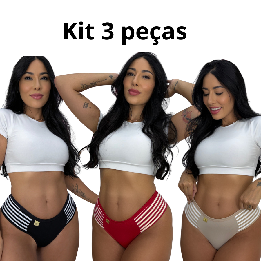 Kit 3 Calcinhas Feminina Elastico Lateral Casual Confortável Dia a Dia Basica em Oferta na Shopee