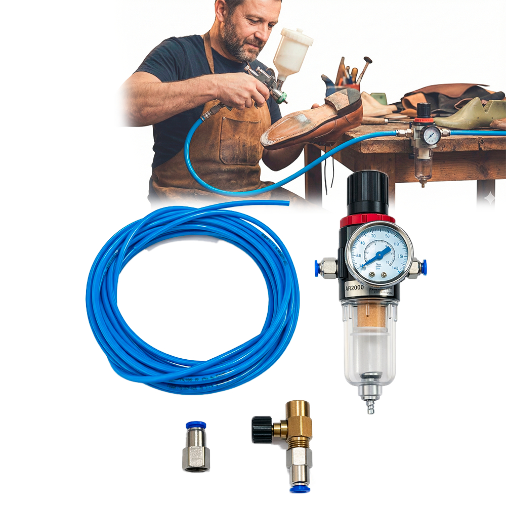Kit Filtro Regulador Compressor para  Tufão Ar Direto Mangueira 8mts 1/4