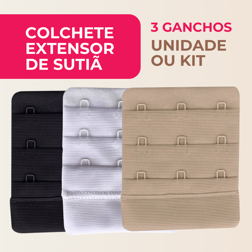 Colchete Extensor Para Cós De Sutiã Tamanho 3 Ganchos Plus 079