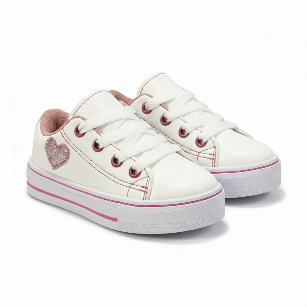 Tênis Baby Infantil Casual Menina com Coração – Leve e Confortável em Oferta na Shopee