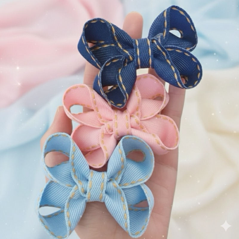 Presilha De Cabelo Para Menina Laço Com Borrachinha Antideslizante