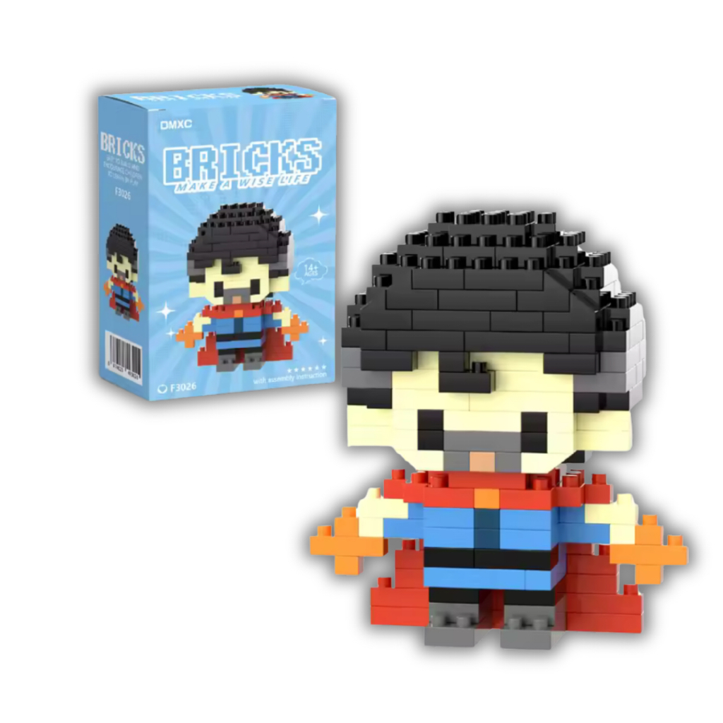Mini bloco de montar do Super Man com  186 peças Mini Boneco Pixel – Estilo Super Man