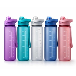Garrafa Squeeze Motivacional 1 Litro - Plástico - com Horários Academia Água Esportiva 1000ml em Oferta na Shopee