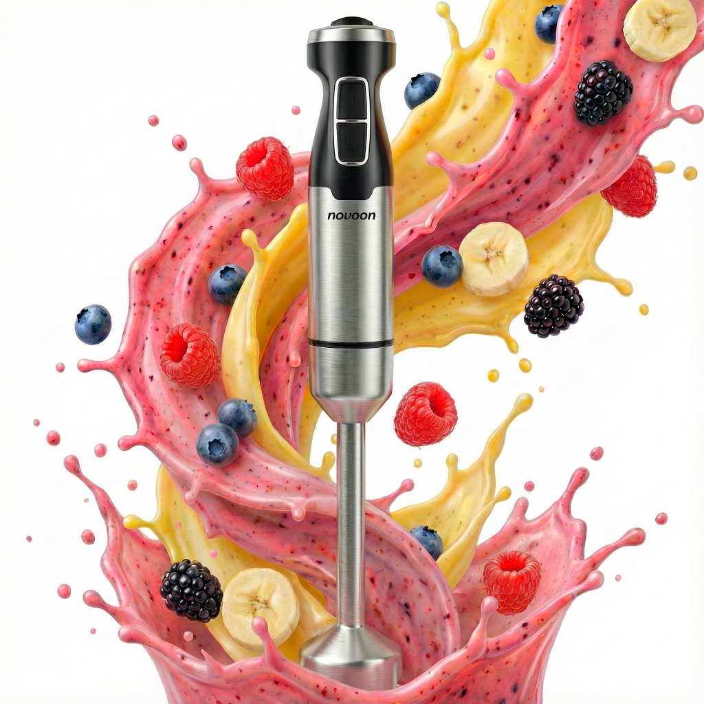 Mixer de Mão Novoon Inox Alta Potência 400W/600W Ergonômico e Profissional