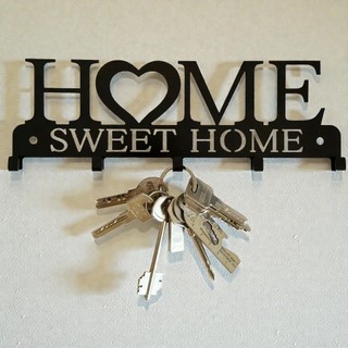 Porta Chaves Decorativo Home Sweet Home | Suporte de Parede com 6 Ganchos