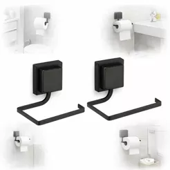 Kit 2 Suporte Porta Papel higiênico Preto Dupla Face 3m