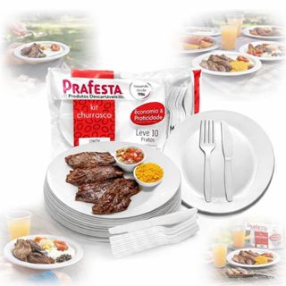 40 Kit Churrasco Faca Garfo Prato Descartável 120 Un em Oferta na Shopee