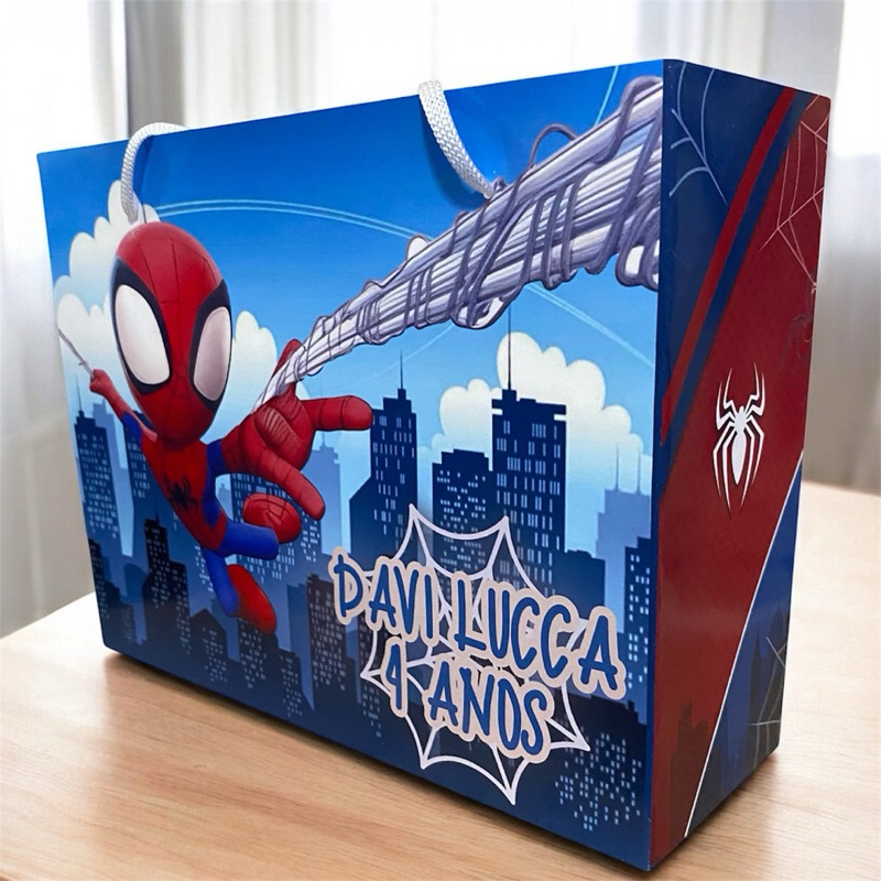 10 SACOLINHAS Homem aranha cute PERSONALIZADAS (G) - PEGUE E MONTE - Lembrancinha aniversário | homem aranha baby