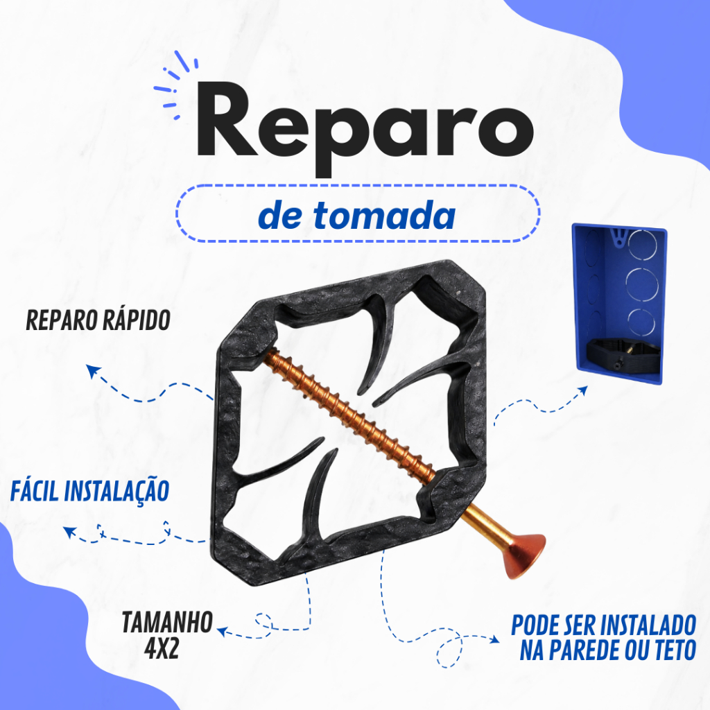 KIT Reparo de Caixinha de Tomada Salva Caixa Eletrica Luz 4x2 Abas Ajustaveis em Oferta na Shopee