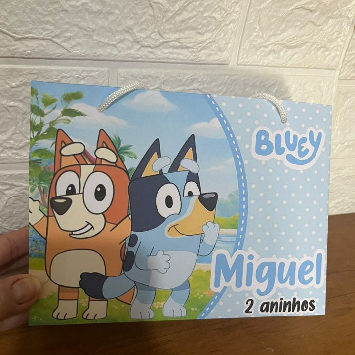 Sacolinha Bluey Personalizado | Sacolinha | Lembrancinha Aniversário Bluey e bingo PEGUE E MONTE