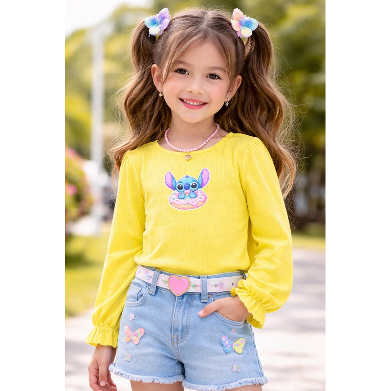 camiseta Stitch meia estacao manga longa  vilaflor TM8