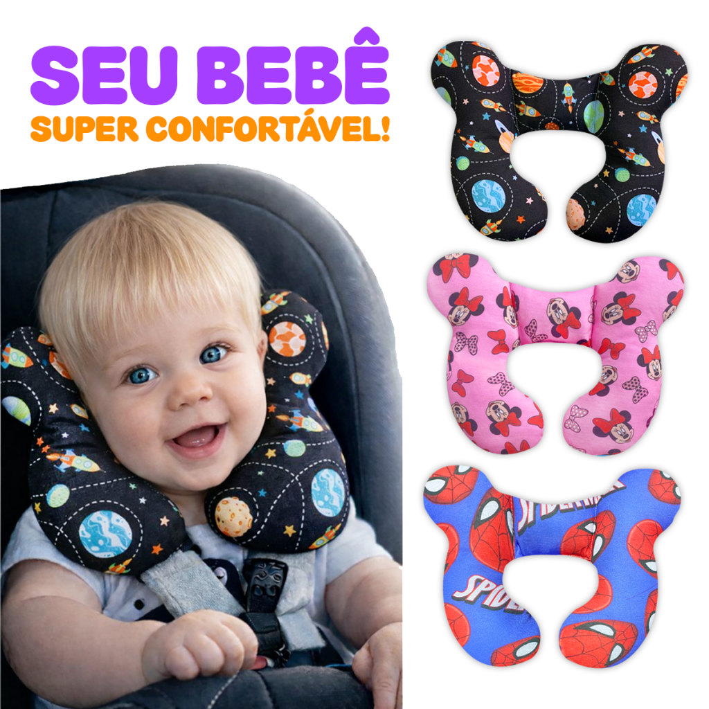 Almofada de Pescoço Infantil para Viagem Bebe Conforto Confortável