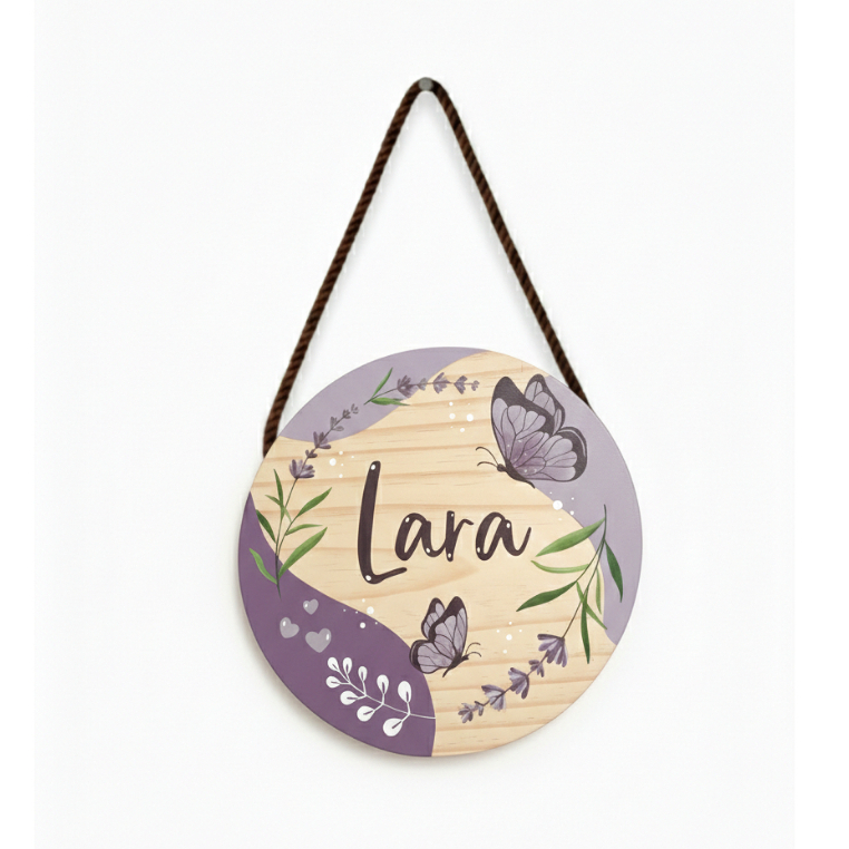 Enfeite Porta Maternidade  Porta Decorativo Tema Floral Roxo Casa e Decoração Personalizado Com Nome