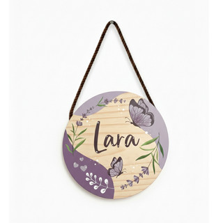 Enfeite Porta Maternidade  Porta Decorativo Tema Floral Roxo Casa e Decoração Personalizado Com Nome