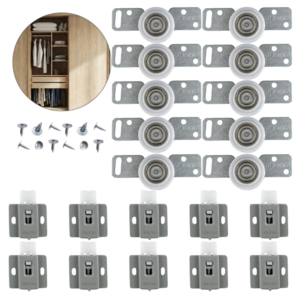 Kit Roldana P/ 5 Porta De Correr Jm300 Móveis Guarda Roupa