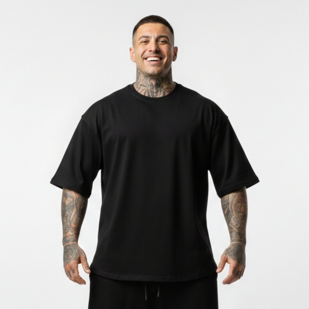 Roupa Masculina: Camisa Masculina Algodão Oversized - Camiseta Básica Lisa Premium Streetwear