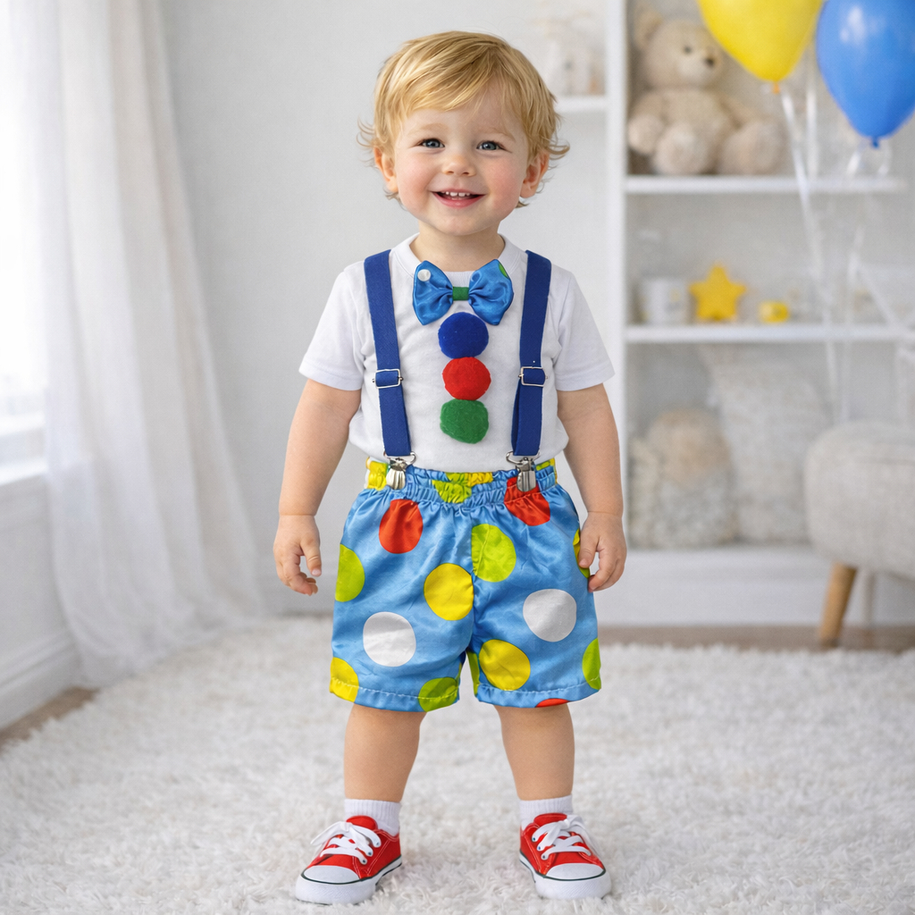 CONJUNTO INFANTIL CIRCO PALHAÇINHO CARNAVAL E FESTA FANTASIA em Oferta na Shopee