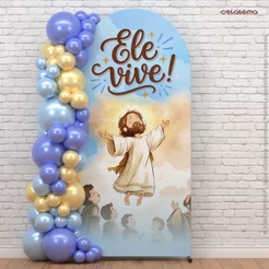 Capa Painel Romano Páscoa Religioso Decorativo Em Tecido Sublimado Veste Fácil