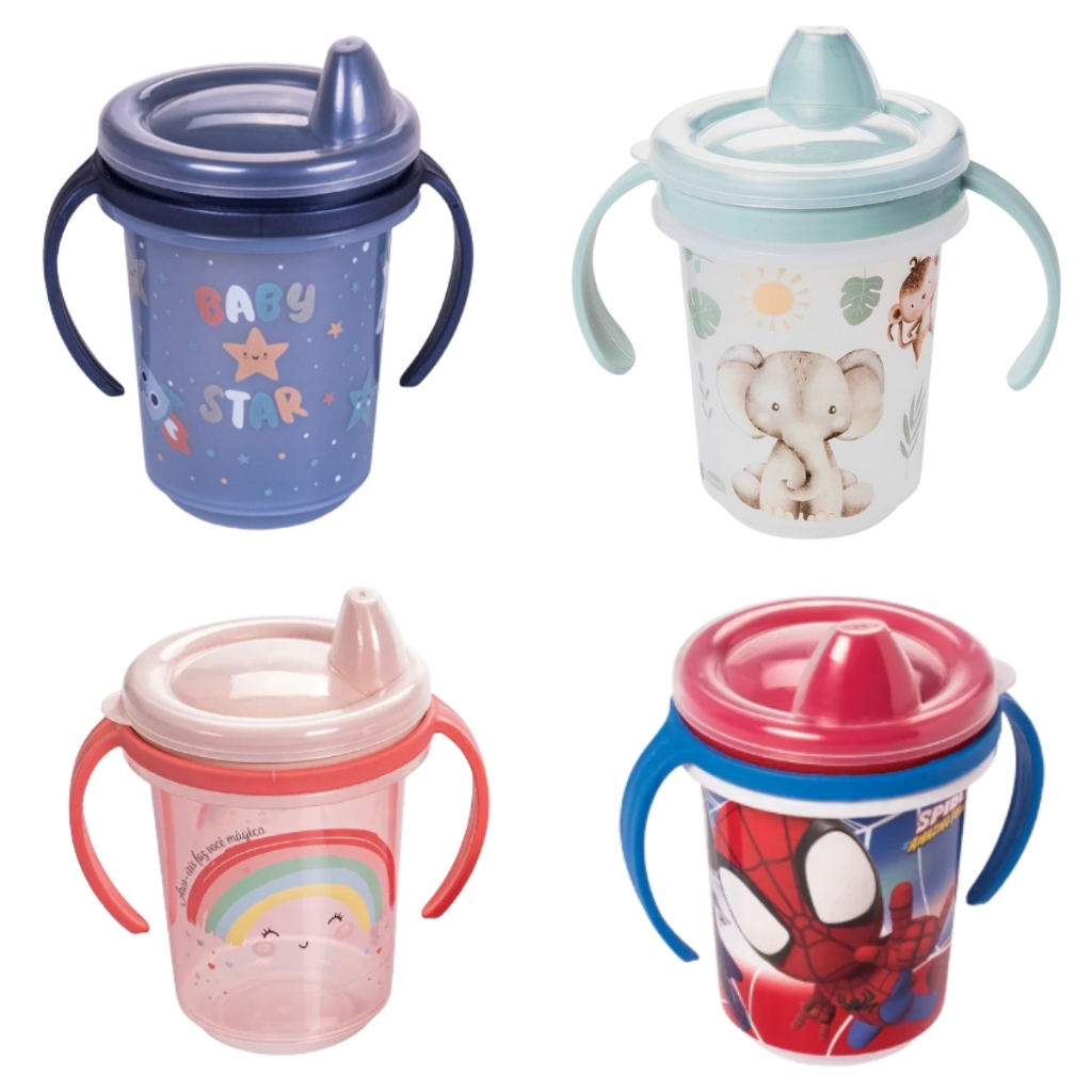 Copo Infantil Antivazamento De Transição Com Alça E Tampa 330ml Plasútil em Oferta na Shopee