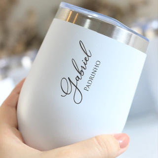 Copo Térmico Personalizado Cuia com Tampa de Acrílico 360ml Padrinho Madrinha Batizado em Oferta na Shopee