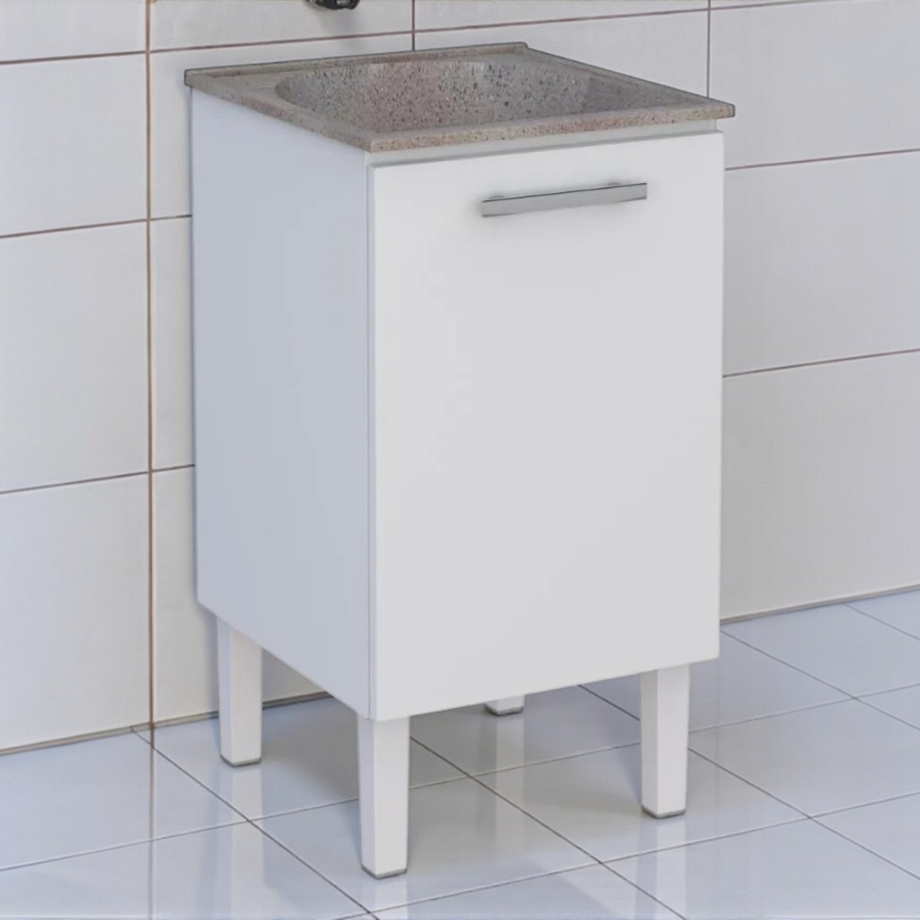 Gabinete para Lavanderia em Aço com Tanque Surubim Branco