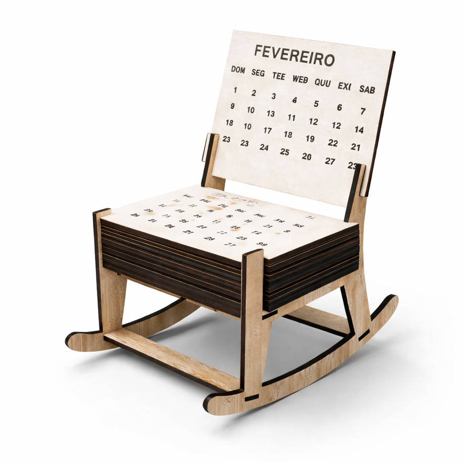 Calendário De Mesa Cadeira Temático Sala Decoração Em MDF 2026